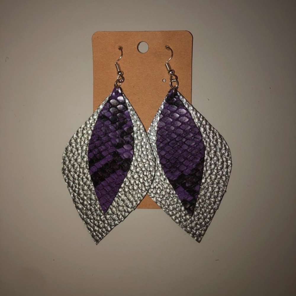 Snake Skin Silver Earrings